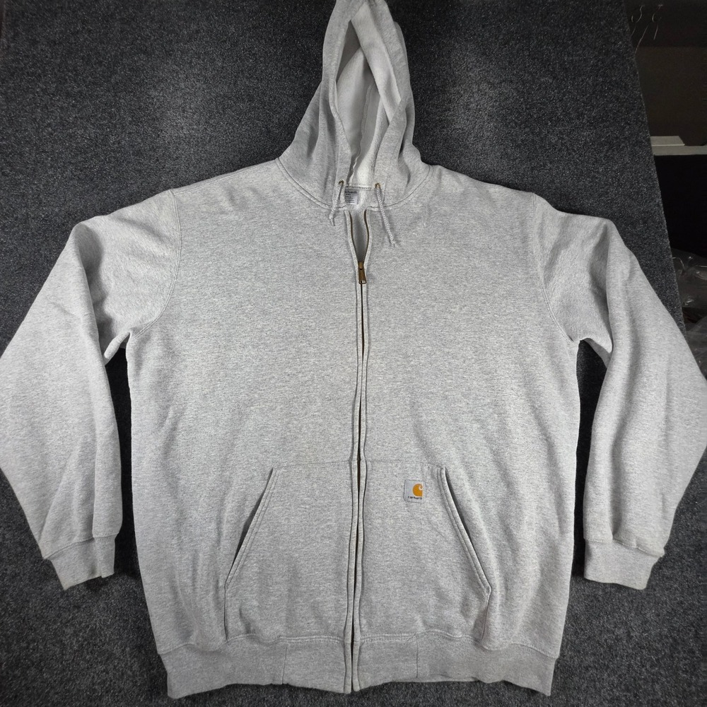 Carhartt Full Zip Up Hoodie Mens 2XL Tall Gray K122 HGY Midweight Sweatshirt